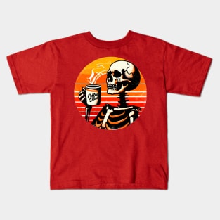 Skeleton Coffee dead Kids T-Shirt